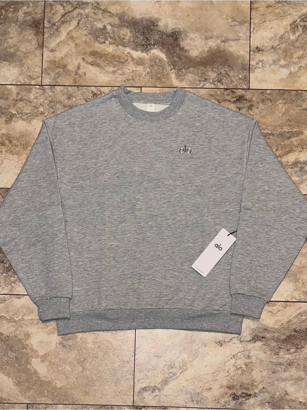 Alo Yoga Accolade Crewneck Pullover Sweatshirt Heather Grey Size Large
